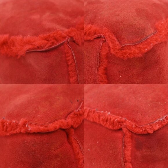 CHANEL CC Logo Hand Tote Bag Suede Shearling Fur Red GHW France 86KA838 - Picture 7 of 15